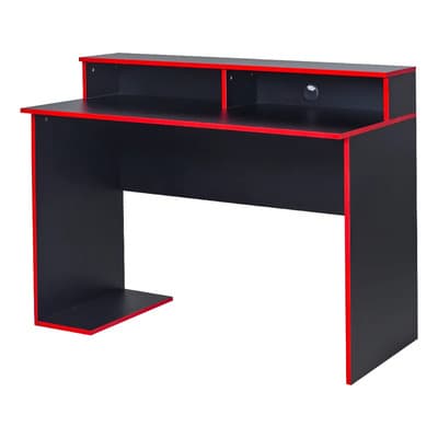 Ricchezze Escritorio Gamer Completo 118 Cm Con Alzada Y Estantes | Setup Home Office Y Gaming Ricchezze Negro
