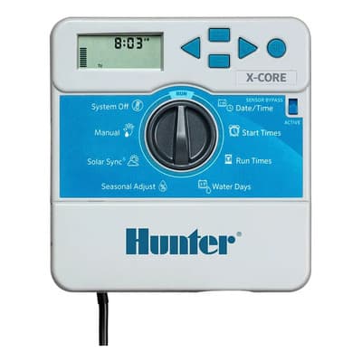 Hunter Programador Controlador Riego Hunter Xcore 6 Estaciones Zona Color Gris Gris Celeste