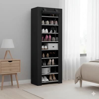 Homeco. Zapatero Organizador Homeco. Con 9 Niveles, 60x30x160 Cm, Negro