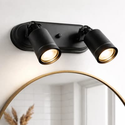 San Justo Iluminación Aplique De Pared 2 Luces Baño Moderno Led Spot Gu10 Negro
