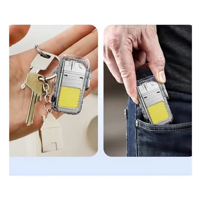 Generic Mini Linterna Muy Potente Camping Caza + Encendedor Usb !! Linterna Negro Luz Blanco Trasparente