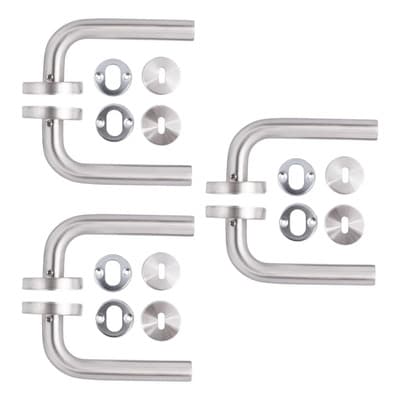 Groen Pack X3 Manijas Picaporte Acero Inoxidable Plateado Interior 13,5 Cm
