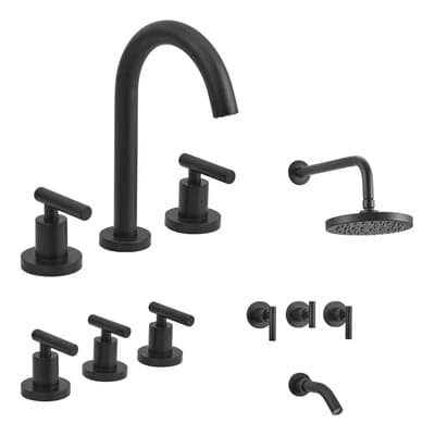 Peirano Grifería Set Lavatorio Bidet Ducha Baño Peirano Adra Black 90-166n Color Negro Combo Pack Negra Bano