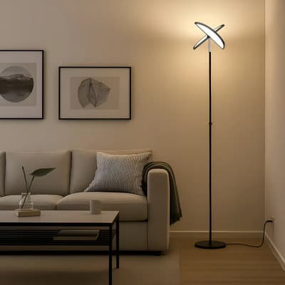 Tbcin Velador Lampara De Pie Led 24w Doble Ala Dimer Tbcin Deco Gris Negro