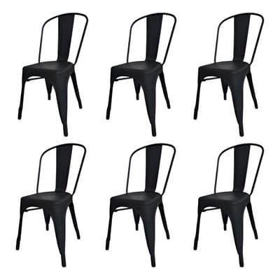 Desillas Silla De Comedor Desillas Tolix Con Estructura Color Negro Mate X 6 Unidades Liso
