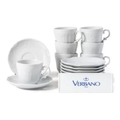 Porcelana Taza De Café Con Plato Porcelana Mozart Verbano X6 Blanco