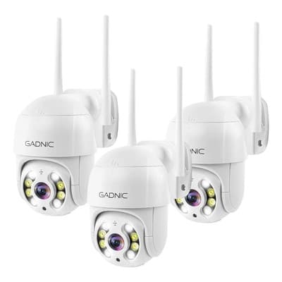 Gadnic Kit X3 Cámaras De Seguridad Wifi Gadnic Inalámbrica Full Hd Motorizada Ip66 Blanco