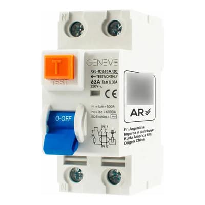 Geneve Interruptor Diferencial Bipolar Geneve - 25a - 40a - 63a 63 Amperes
