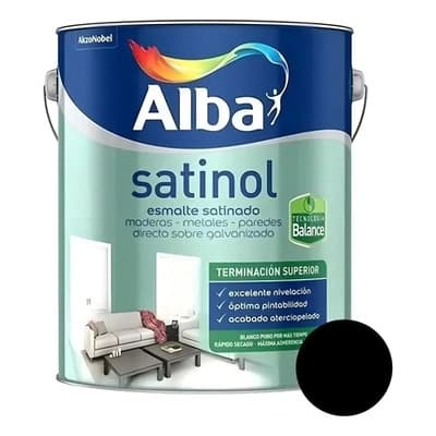 Alba Esmalte Sintético Satinado Negro Al Agua 4l Interior/exterior Alba