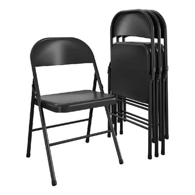 Los Kovas Silla Plegable De Estructura De Acero Y Tapizado Eco Cuero Negro Lisa