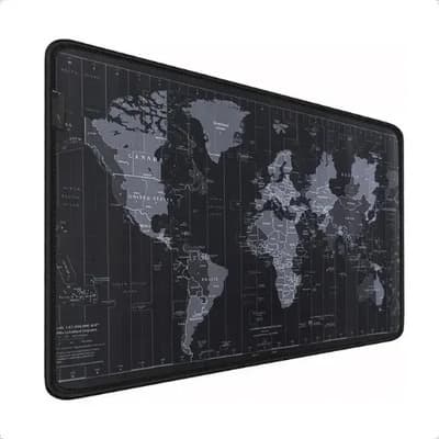 Allbox Mouse Pad Gamer Allbox Grande Antideslizante Con Diseño De Mapamundi, 70x30 Cm Negro Mapa Mundi