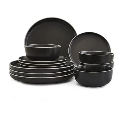 Sakura Set Vajilla Sakura Porcelana 18 Unidades 6 Personas Color Negro Lisa