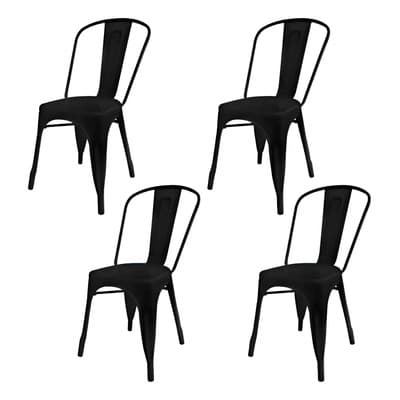 Desillas 4 Sillas De Comedor Desillas Tolix Industrial Color Negro Mate Liso
