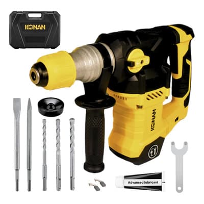 Konan Rotomartillo Eléctrico 6j 1650w Sds Plus Konan Krm/32v Maletin Accesorios Punta Cincel Mechas Amaril