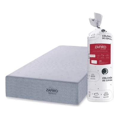 Zafiro Colchón 1 Plaza Zafiro Express Hybrid 80x190 Resortes Firmeza Media Blanco Y Gris