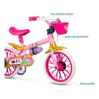 Nathor Bicicleta Infantil Nathor Aro 12 Princesas Disney Rosa Con Canasto