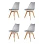 Home Kong Sillas Tulip Eames Nordicas Con Almohadon X4 Unidades Estructura De La Silla Marrón Claro Asiento Bl