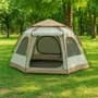 Rumish Carpa Camping Auto Armable Hexagonal 6/7 Personas 2.8m X2.8m Crema/khakhi