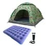 Dakota Combo Carpa 4 Personas Autoarmable Camping 200x200x135cm + Colchon Inflable 2 Plaza Con Inflador Ver