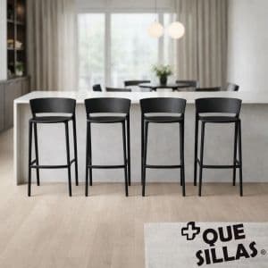 Mas Que Sillas Banquetas Desayunador Plastico Rio Julieta Pack X4 Negro