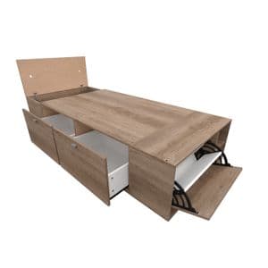Mosconi Cama Box Plataforma Sommier 1 Plaza 80x190cm Mosconi Benethon - Cajones Baulera Zapatero - Color Gre