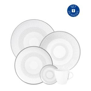 Tramontina Vajilla de Porcelana Lineare Gris 20 Piezas de Tramontina