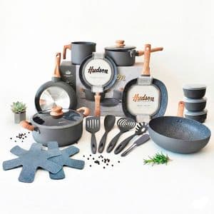 Hudson BATERIA DE COCINA HUDSON GRANITO 18 PZS ANTIADHERENTE