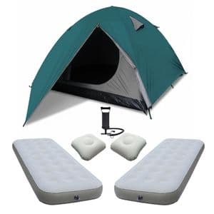 Sln Combo Carpa 4p + Colchones 1 Plza Almohadas + Inflador