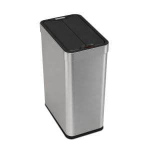 Microfast Cesto de Basura Tacho Automático Sensor Inteligente Doble Puerta 50 Litros Acero Inoxidable Plateado