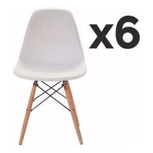 Baires4 Sillas Eames Comedor Plástico Patas De Madera Diseño X6 Uni