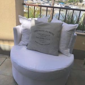 Ghost Nordelta Sillón Circular 1 Metro Tusor 3 Almohadones Gris Elefante