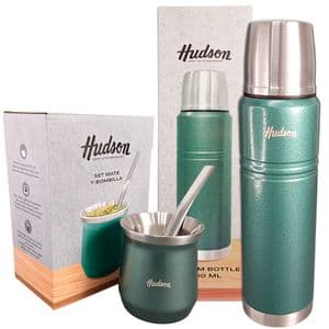 Hudson Set 3 piezas Hudson Termo 1Lts Acero Verde + Mate Vaso Verde con Bombilla TER1000V - MVS03