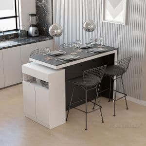Ciudad Muebles Barra desayunador con cajón y puertas de guardado de 160X65X100 cm