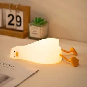 Solar Shine Velador Luz Infantil Lampara Led Usb Pato Silicona Cálido Estructura Blanco Y Amarillo