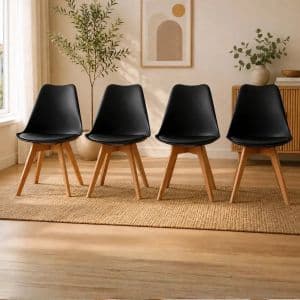 Mas Que Sillas Sillas Tulip Eames Con Almohadon Base Madera Pack 6 Color Negro