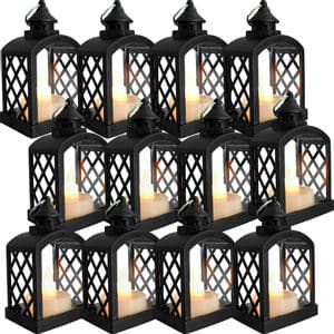 Bazar Al Cubo Set X12 Fanal Farol Portavela Luz Calida Decoracion Diseño Negro RJ3486