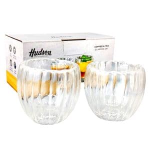 Hudson Set X2 Vaso 80ml Taza Vidrio Doble Pared Hudson Cafe DWG05