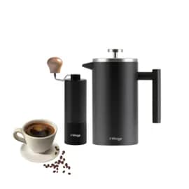Waggs Set Cafetera Prensa Francesa Y Molinillo Regulable Waggs Plateado